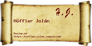 Höffler Jolán névjegykártya